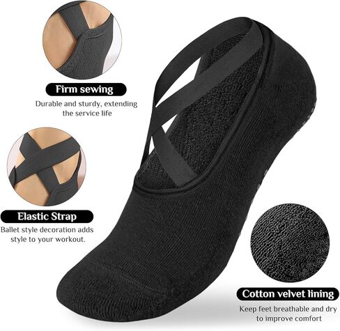 2 أزواج الجوارب الجوارب للنساء ، قبضة غير قابلة للانزلاق والأشرطة الجوارب الرياضية لبراري تجريب حافي القدمين in Kuwait