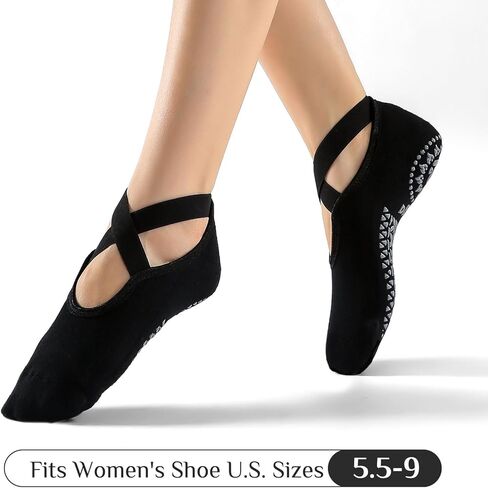 2 أزواج الجوارب الجوارب للنساء ، قبضة غير قابلة للانزلاق والأشرطة الجوارب الرياضية لبراري تجريب حافي القدمين in Kuwait