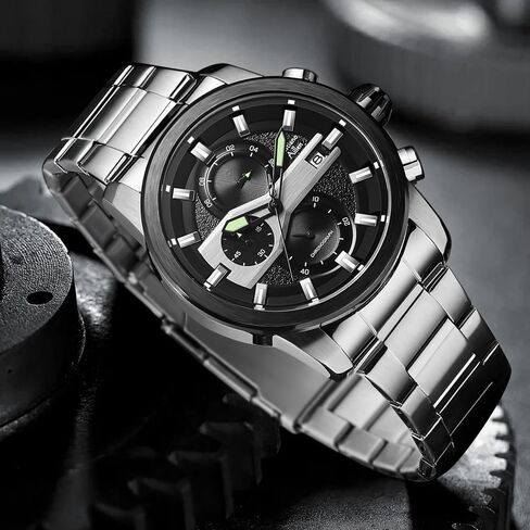 Watches for Men Analog Quartz Chronograph Stainless Steel Waterproof with Luminous, Date, Fashion Casual Sport Business Work Dress Mens Wrist Watch in Saudi Arabia