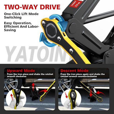 2.5 Ton/5512 LBS Scissor Jack | 7 PCS Car Jack Tire Changing Kit, Portable Tyre Changer Set Includes Black Scissor Jack, Socket Drill Adapter, Ratchet Wrench, Tire Gauge in Saudi Arabia