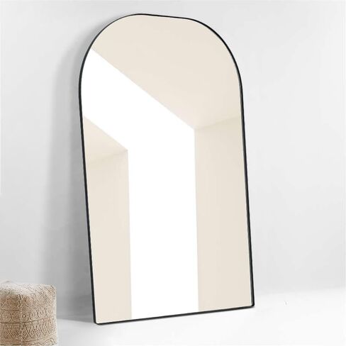 TEHOME 48'' W x 72'' H Oversized Wide Arched Full Length Mirror Black Large Metal Floor Mirror Full Body Tall Mirror for Bedroom, Living Room in Saudi Arabia