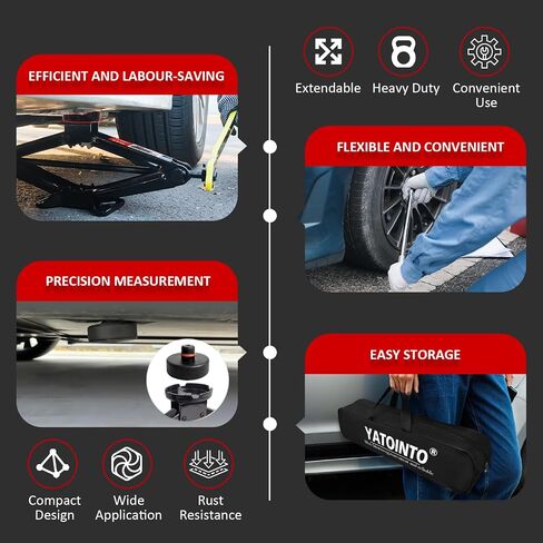2.5 Ton/5512 LBS Scissor Jack | 7 PCS Car Jack Tire Changing Kit, Portable Tyre Changer Set Includes Black Scissor Jack, Socket Drill Adapter, Ratchet Wrench, Tire Gauge in Saudi Arabia