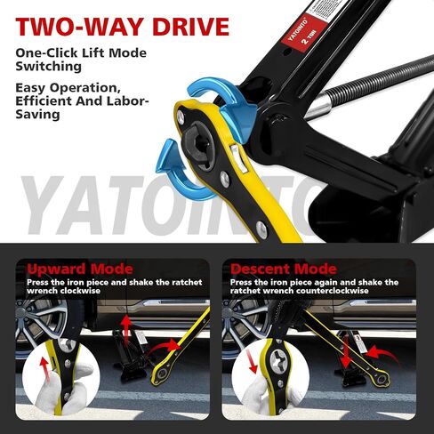 2.5 طن/5512 رطل جاك مقص | 7 PCS Car Jack Tyre Kit ، مجموعة تغيير الإطارات المحمولة تشمل جاك مقص أسود ، محول حفر المقبس ، مفتاح راتشيت ، مقياس الإطارات in Saudi Arabia