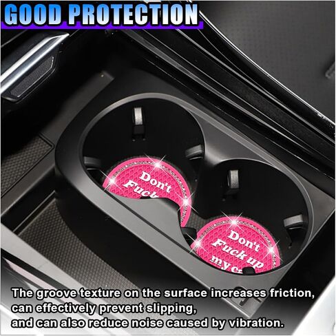 4pcs بلينج سيارات كوب الوقايات ، 2.74 بوصة من الكريستال راينستون شرب كوب كوب كوب ، مكافحة الانزلاق ومكافحة كأس السيارة ، ملحقات داخلية للمركبة العالمية للنساء الفتيات (روز ريد) in Kuwait
