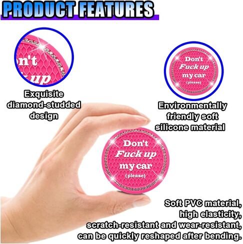 4pcs بلينج سيارات كوب الوقايات ، 2.74 بوصة من الكريستال راينستون شرب كوب كوب كوب ، مكافحة الانزلاق ومكافحة كأس السيارة ، ملحقات داخلية للمركبة العالمية للنساء الفتيات (روز ريد) in Kuwait