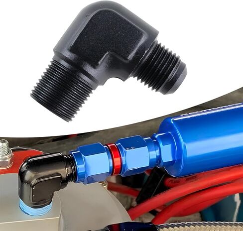 6AN Male Flare to 3/8" NPT Male 90 Degree Fitting Adapter Aluminum Black in Saudi Arabia