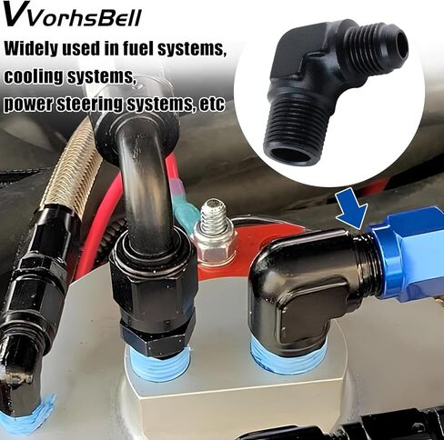 6AN Male Flare to 3/8" NPT Male 90 Degree Fitting Adapter Aluminum Black in Saudi Arabia