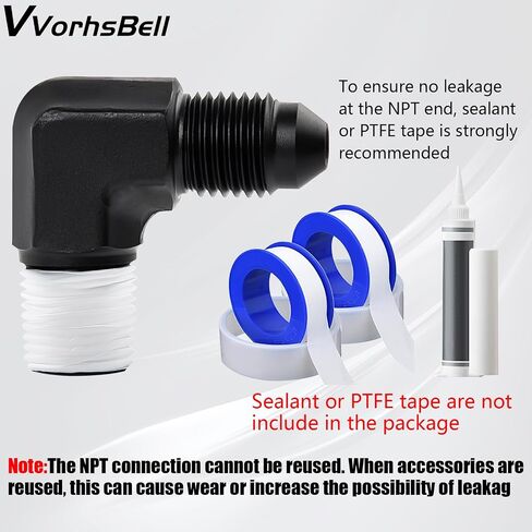 6AN Male Flare to 3/8" NPT Male 90 Degree Fitting Adapter Aluminum Black in Saudi Arabia