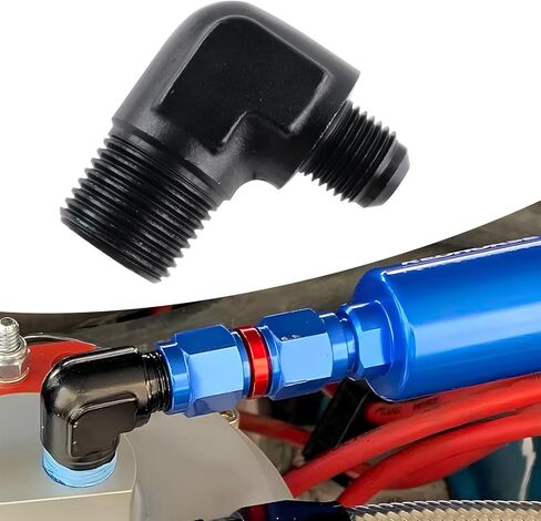 6AN Male Flare to 3/8" NPT Male 90 Degree Fitting Adapter Aluminum Black in Saudi Arabia