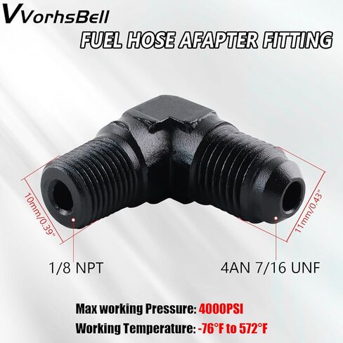 6AN Male Flare to 3/8" NPT Male 90 Degree Fitting Adapter Aluminum Black in Kuwait