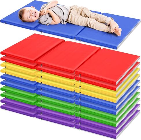 Wesiti 5 Pieces 1 Inch Thick Folding Nap Mat 3 Section Folding Rest Mats Folding Sleeping Mat for Kids Toddler Daycare Nap Mats for School Preschool Classroom Kindergarten (Multicolor) in Saudi Arabia