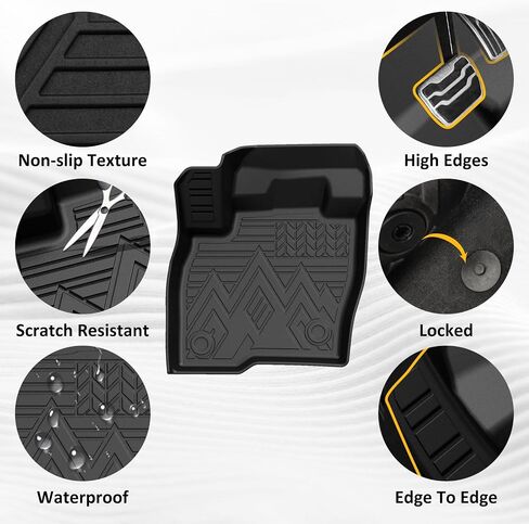 Falafa Floor Mats for Ford Bronco Sport 2021 2022 2023 2024 2025, TPE All Weather Floor Liners, Heavy Duty Anti Skid Car Mats Include 1st & 2nd Row, Black (ONLY for Bronco Sport) in Saudi Arabia
