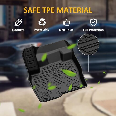 Falafa Floor Mats for Ford Bronco Sport 2021 2022 2023 2024 2025, TPE All Weather Floor Liners, Heavy Duty Anti Skid Car Mats Include 1st & 2nd Row, Black (ONLY for Bronco Sport) in Saudi Arabia