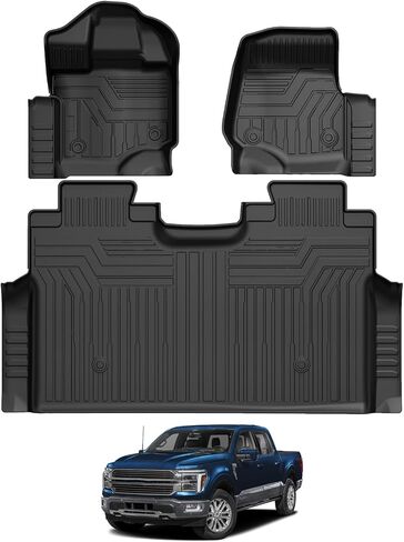 Falafa Floor Mats for Ford Bronco Sport 2021 2022 2023 2024 2025, TPE All Weather Floor Liners, Heavy Duty Anti Skid Car Mats Include 1st & 2nd Row, Black (ONLY for Bronco Sport) in Saudi Arabia