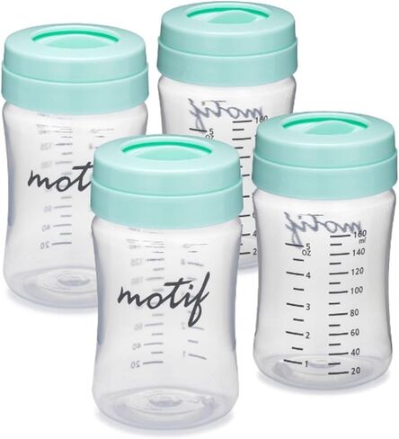Motif Medical Breast Milk Storage Bottles - Two 160mL Bottles with Sealing Discs - Milk Collection Containers - Compatible with The Luna Breast Pump in Saudi Arabia