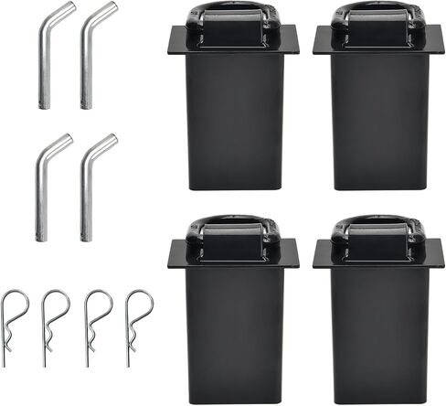 2pcs 18000lbs Heavy Duty Trailer Stake Pocket D Rings, 4 Holes Adjustment Stake Pocket Tie Down Compatible with Standard 2"x 4" Stake Pockets (2 Packs) in Kuwait