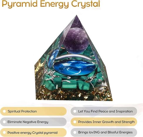 Flower of Life Orgonite Money Healing Crystal Pyramids for Positive Energy Rose Quartz&Blue Stones That Promotes Wealth,Prosperity and attracts Success (Tai Chi) in Kuwait