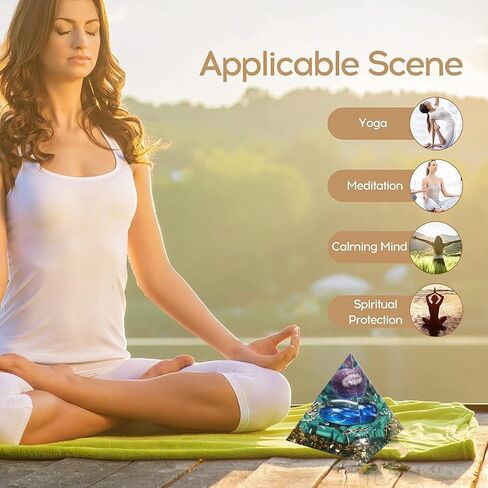 Flower of Life Orgonite Money Healing Crystal Pyramids for Positive Energy Rose Quartz&Blue Stones That Promotes Wealth,Prosperity and attracts Success (Tai Chi) in Kuwait