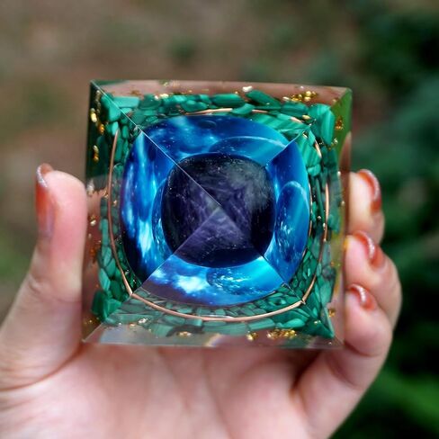 Flower of Life Orgonite Money Healing Crystal Pyramids for Positive Energy Rose Quartz&Blue Stones That Promotes Wealth,Prosperity and attracts Success (Tai Chi) in Kuwait