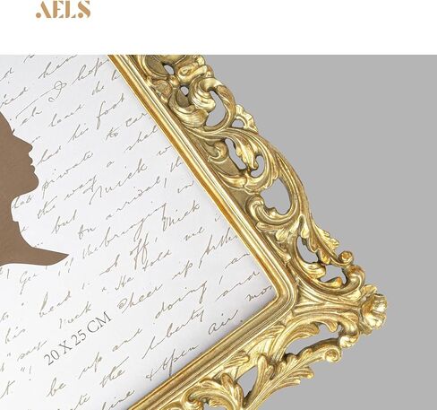 إطار صورة عتيق مقاس 8 × 10 بوصة من AELS، إطارات صور عتيقة أنيقة مع واجهة زجاجية، عرض للصور، تعليق على الحائط على سطح الطاولة، أفكار للهدايا، نمط مجوف فضي وذهبي in Kuwait