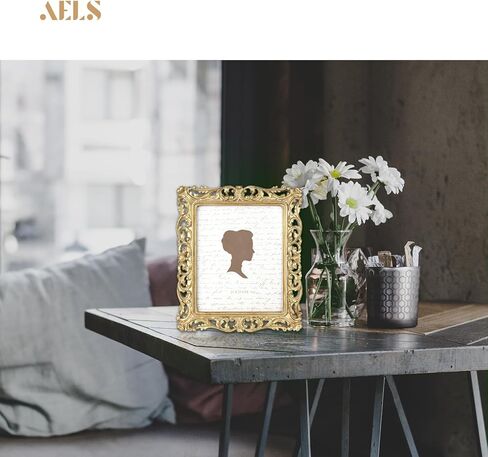 إطار صورة عتيق مقاس 8 × 10 بوصة من AELS، إطارات صور عتيقة أنيقة مع واجهة زجاجية، عرض للصور، تعليق على الحائط على سطح الطاولة، أفكار للهدايا، نمط مجوف فضي وذهبي in Kuwait