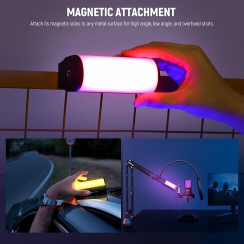 NEEWER Magnetic Handheld Light Wand, 360° Full RGB Mini LED Video Light Stick with 2500mAh Rechargeable Battery, 2500-8500K Dimmable Camera Tube Light for Photography TikTok YouTube Vlog, TL96RGB in Kuwait