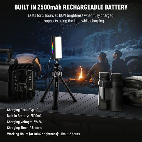 NEEWER Magnetic Handheld Light Wand, 360° Full RGB Mini LED Video Light Stick with 2500mAh Rechargeable Battery, 2500-8500K Dimmable Camera Tube Light for Photography TikTok YouTube Vlog, TL96RGB in Kuwait