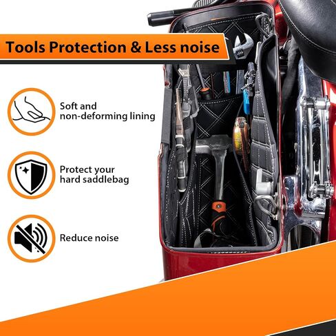 WeiSen Saddlebag Liners Non-Stretched Saddlebag Organizer Inserts Compatible with Harley Touring Road King Road Glide Street Glide Electra Glide 2014-2023 Factory Saddlebag, Red Square in Saudi Arabia