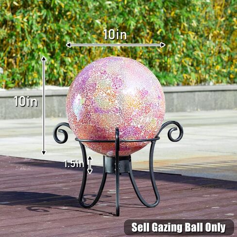 VCUTEKA Gazing Ball, Iridescent Crackled Glass Mosaic Gazing Balls Sphere for Garden Lawn Outdoor Ornament Yard Decorative, 10-Inch, Pink in Kuwait