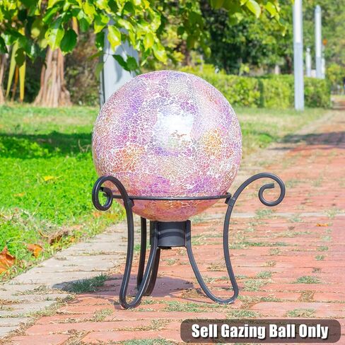 VCUTEKA Gazing Ball, Iridescent Crackled Glass Mosaic Gazing Balls Sphere for Garden Lawn Outdoor Ornament Yard Decorative, 10-Inch, Pink in Kuwait
