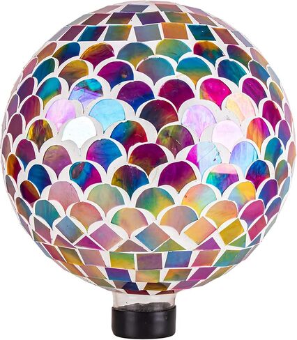 VCUTEKA Gazing Ball, Iridescent Crackled Glass Mosaic Gazing Balls Sphere for Garden Lawn Outdoor Ornament Yard Decorative, 10-Inch, Pink in Kuwait