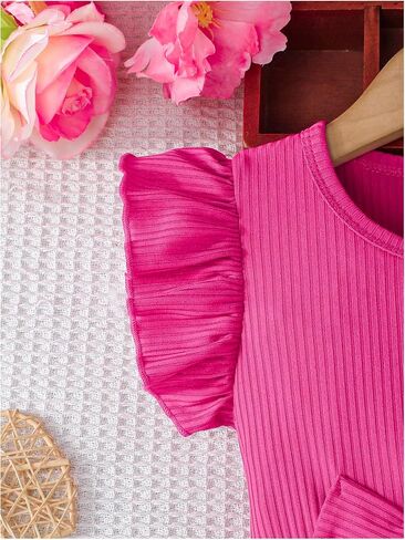 WDIRARA Toddler Girl's Butterfly Ruffle Cap Sleeve A Line Dress Birthday Party Bow Flared Dresses in Saudi Arabia