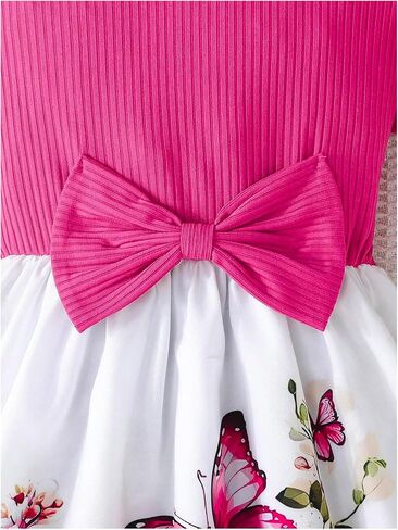 WDIRARA Toddler Girl's Butterfly Ruffle Cap Sleeve A Line Dress Birthday Party Bow Flared Dresses in Saudi Arabia