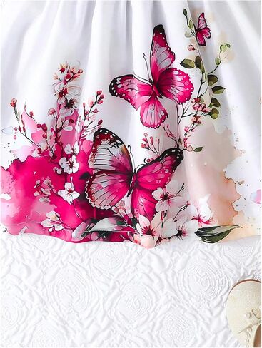 WDIRARA Toddler Girl's Butterfly Ruffle Cap Sleeve A Line Dress Birthday Party Bow Flared Dresses in Saudi Arabia