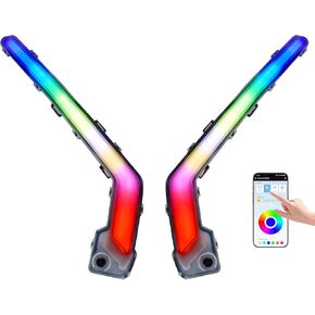 Smart RGB Front Signature Fang Lights for Can Am Maverick X3 MAX Trail Sport 2017-2025 Accessories, Turn Signals with App Controlled Colors, Startup Animation, Music Sync, Replace 715003673