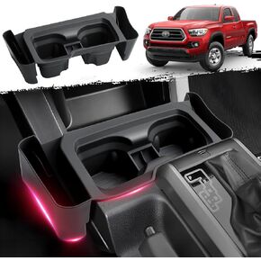 2 in 1 in Cup Holder for Toyota Tacoma 2016-2023 Center Console Cup Holder Insert Silicone Drink Organizer Holder for Tacoma Interior Upgrade Accessories