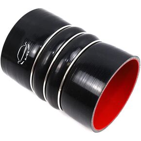 LTI Universal 6" Length 4-Ply Reinforced High Temperature 4" ID Straight Double Hump Coupler Silicone Hose With 3 Steel Ring (4" BLACK)