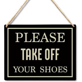 Lacosu Wall Pediments Shoes Off Sign ، Shoes Off Sign for Front Door ، يرجى إخراج حذائك من علامة ، يرجى خلع علامة الترحيب معلقة على الباب الأمامي ، و 10 × 8 بوصات