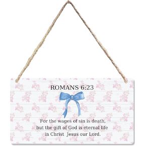 CGBHW Coquette Pink Bow Bible Verses Wooden Sign, Girly Religious Christian Scripture Hanging Sign Wall Decor for Prayer Room, Fearfully And Wonderfully Made Door Decor 12 x 6 Inch