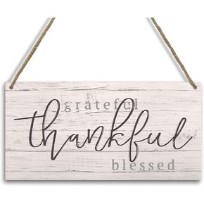 Thankful Grateful Blessed Wall Decor, Blessed Signs for Home Decor Wood Hanging Sign, Blessed Home Office Decor Plaque, Inspirational Scripture Wall Art for Living Room Bedroom Wall Door Shelf -27