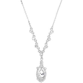 1928 Jewelry Suspended Crystal Teardrop Adjustable Y-Shape Necklace For Women 16" + 3" Extender