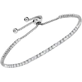 FAMARINE Tennis Bracelet CZ Silver Tone Y Lariat Bar Bracelet for Women Birthday Gift (Tennis Bracelet)