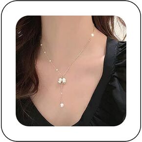 Bohemian Tulip Pearl y قلادة قلادة زهرة زنبق أبيض قلادة قلادة مستديرة