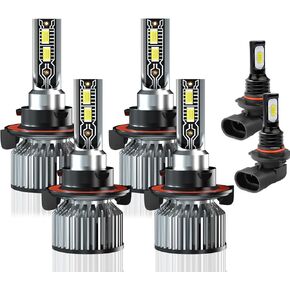 Compatible For Ford F250 F350 F450 F550 2005-2022 bulbs Combo, 9008 +H13 High & Low Beam Bulbs+9145 Fog Bulbs,500% Brightness, 6000K White,Plug N play,6-pack