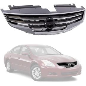 الشبكة الأمامية متوافقة مع Nissan Altima 2010 2011 2012 (Sedan) SL SL Hybrid Grill Partbly Part (مع إطار قذيفة الكروم مع إدراج أسود)