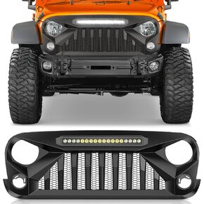 Nilight Front Pumper Grill Cover لعام 2018 2019 2020 2021 2022 2023 2024 2025 Wrangler JL و Gladiator JT مع LED Amber Lights Matte Black