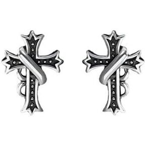 Mens Cross Earrings 925 Sterling Silver Vintage Cross Stud Earrings for Mens Womens Crucifix Amulet Jewelry Gift for Christmas Day Thanksgiving Halloween Valentine Day Gifts for Him