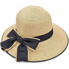 Straw Sun Hat for Kid Girl Lovely Beach Bucket Hat Summer Bowknot UV Protection Wide Brim Sunblock Cap for 2-6 Girls Boys