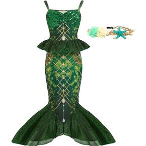 Little Girls Mermaid Costume Toddler Mermaid Dress Halloween Princess Dress Up