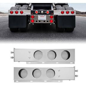 VEVOR Stainless Steel Mud Flap Hangers with Light Cutouts, 2-1/2" Bolt Spacing, Spring Loaded Mudflap Hangers for Semi Trucks, 1 Pair Heavy Duty Semi Truck Mud Flap Hanger Set, Silver